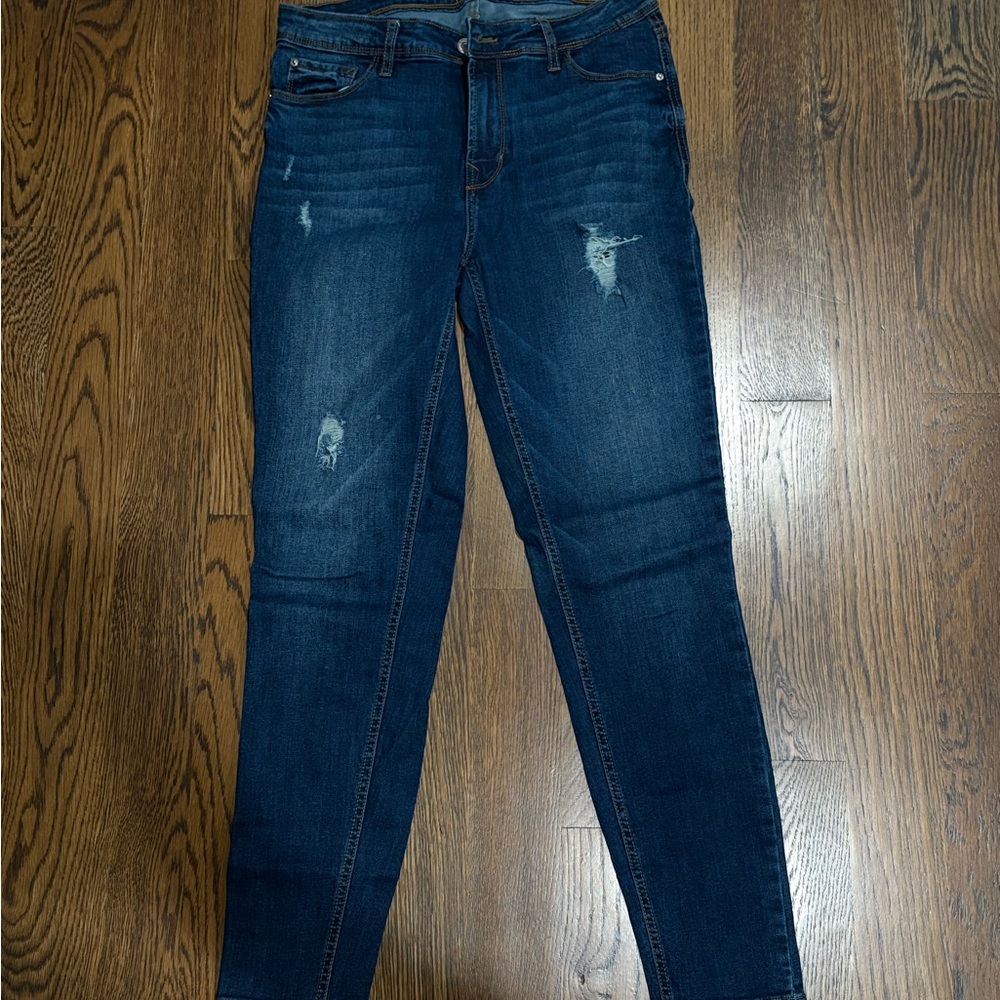 Kensie Dark Blue Distressed Skinny Jeans